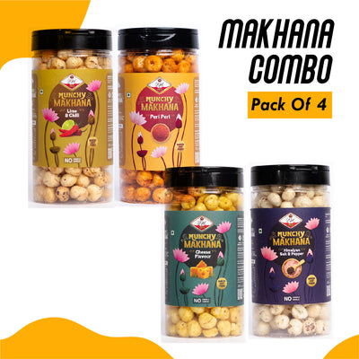 Makhana Pack Of 4 x 70gm - Cheese, Peri Peri, Lime N Chilli, Himalayan Salt & Pepper