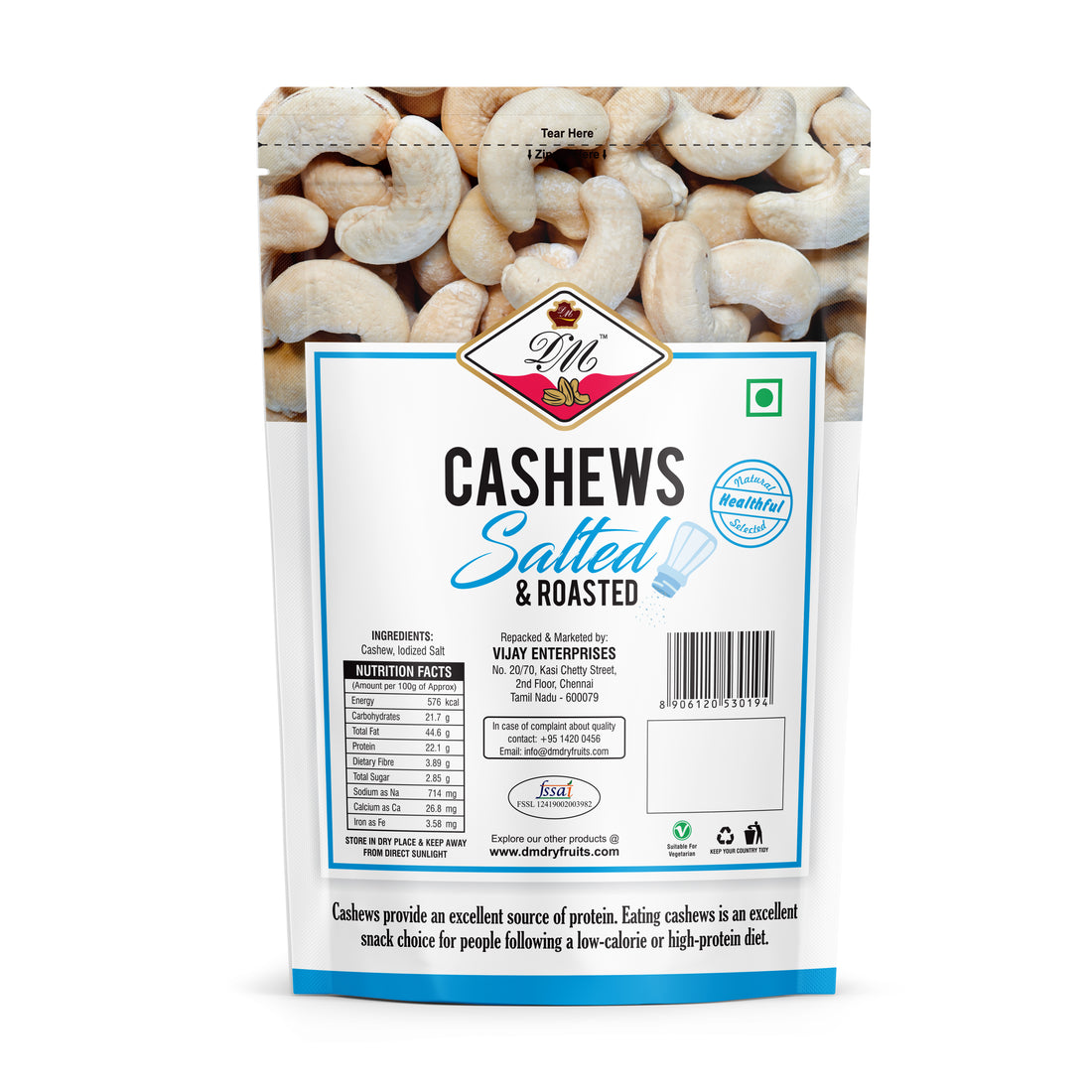 Cashew Nuts - Salted & Roasted - 200g